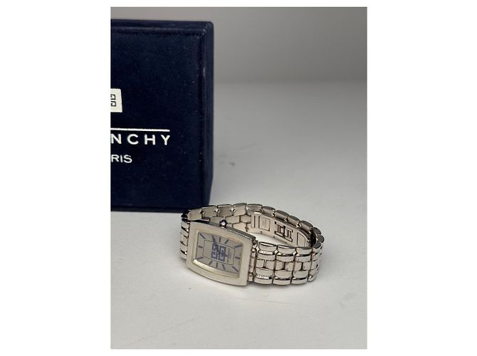Vintage Givenchy Stahl Quarz Uhr Silber - Ansicht 7