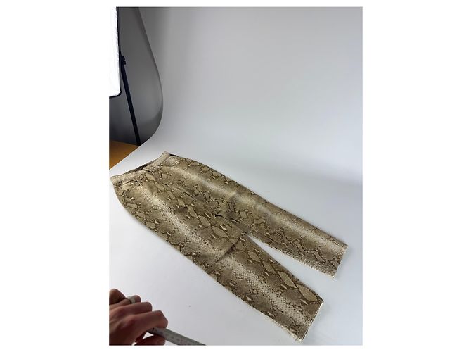 Vintage Versace Snake-Relief-Canvas-Hose Gold Golden - Ansicht 7