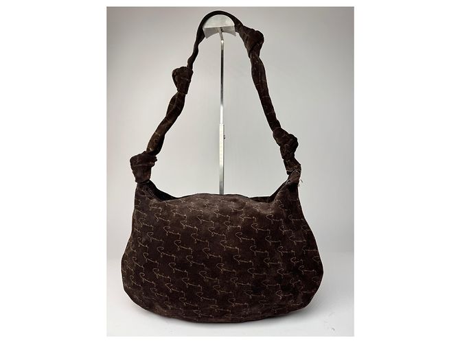 Vintage Givenchy Wildleder Monogramm Schultertasche braun beige - Ansicht 2