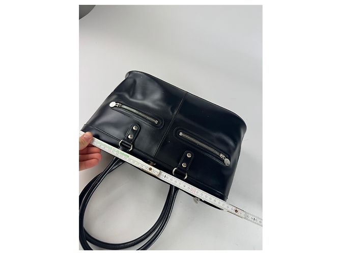 Vintage Courreges Lederhandtasche schwarz - Ansicht 11