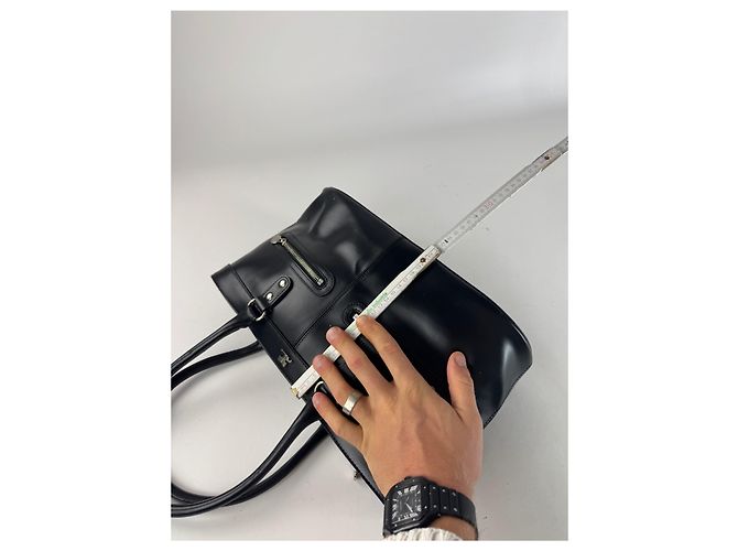 Vintage Courreges Lederhandtasche schwarz - Ansicht 12