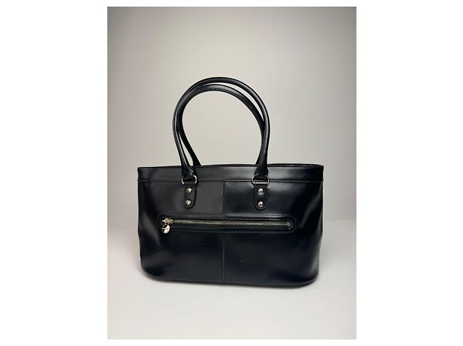 Vintage Courreges Lederhandtasche schwarz - Ansicht 2