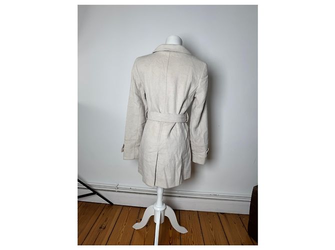 Vintage Burberry Woll-Trenchcoat Weiß - Ansicht 3