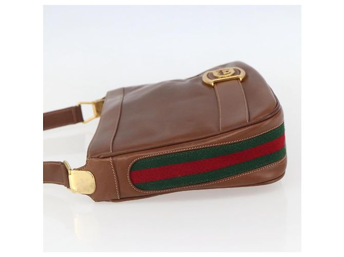 Borsa a tracolla in pelle Gucci linea Sherry Marrone - vista 3