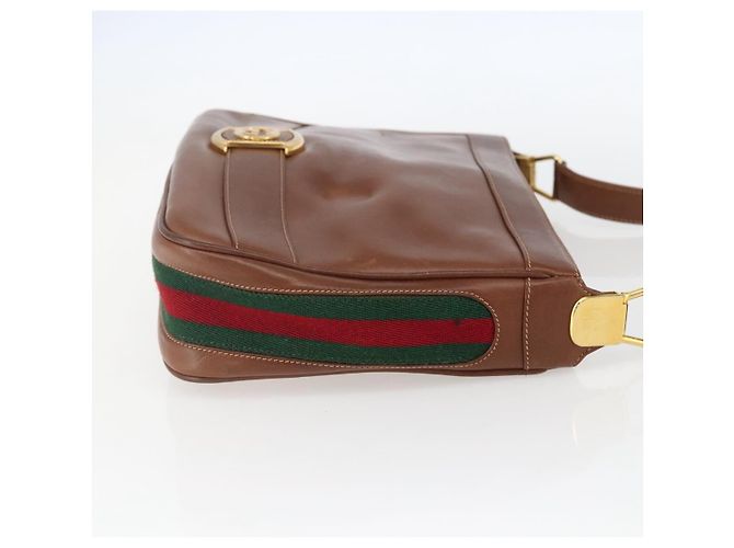 Borsa a tracolla in pelle Gucci linea Sherry Marrone - vista 4