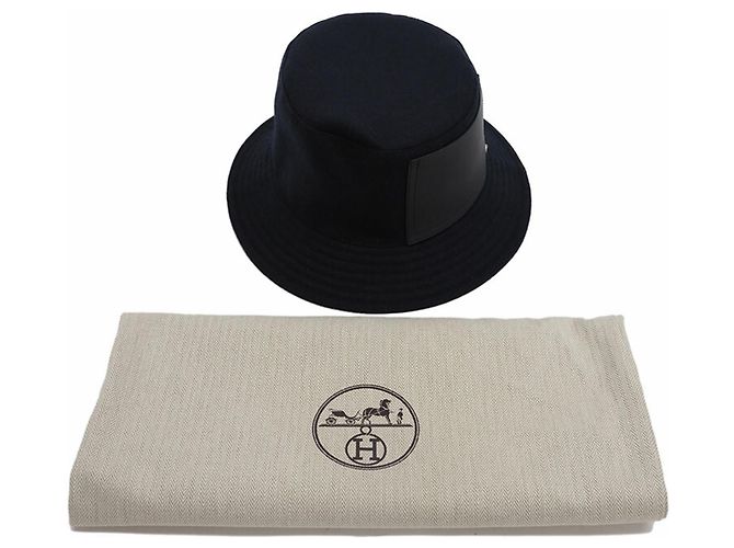 Cappello bucket in lana da uomo Hermès Blu navy - vista 9