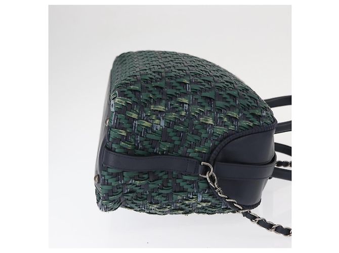 Borsa a bowling convertibile in catena Chanel in vitello intrecciato piccola Verde - vista 3