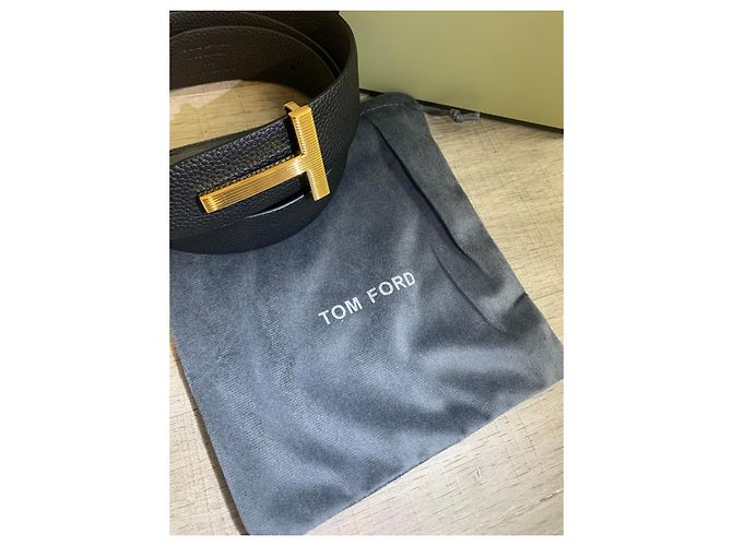 Tom Ford T Schnalle gold Gürtel Schwarz Gold hardware - Ansicht 3
