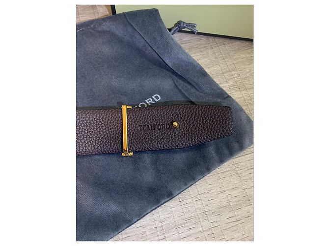 Tom Ford T Schnalle gold Gürtel Schwarz Gold hardware - Ansicht 5