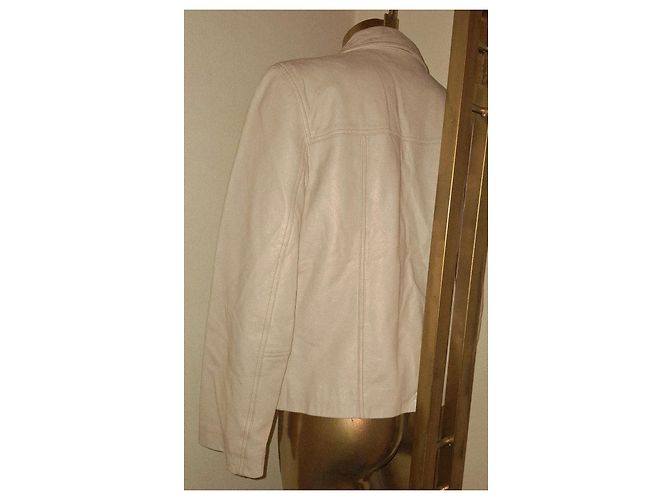 Luisa Spagnoli Genuine Leather Jacket size IT44 Ivory Beige - view 13