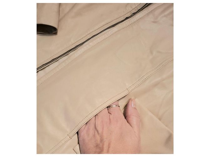 Luisa Spagnoli Genuine Leather Jacket size IT44 Ivory Beige - view 16