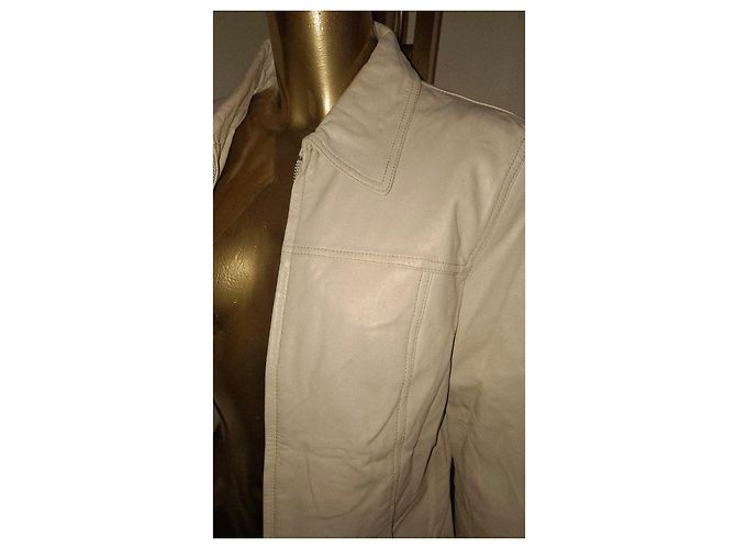 Luisa Spagnoli Genuine Leather Jacket size IT44 Ivory Beige - view 8
