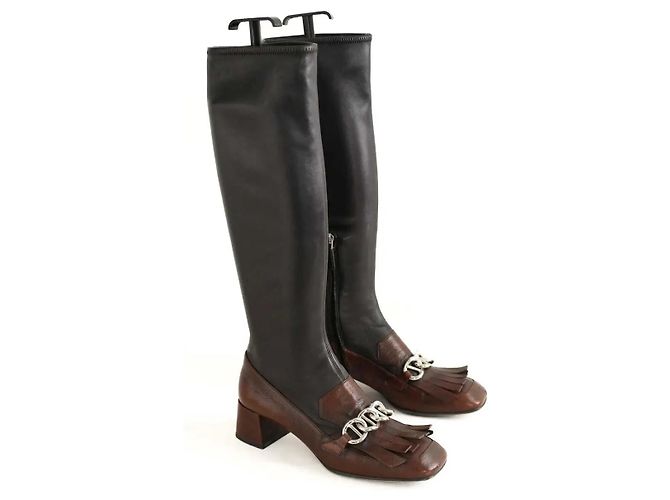 Prada Botas de cuero marrón Castaño - vista 3