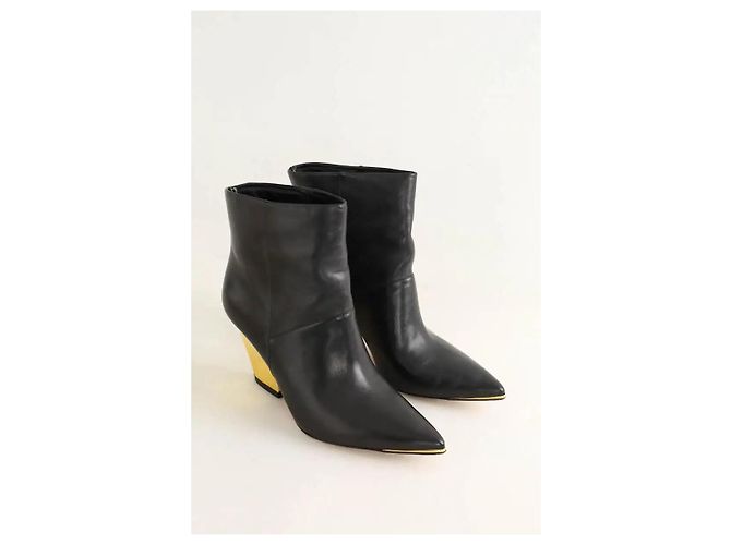 Tory Burch Schwarze Lederstiefel - Ansicht 3
