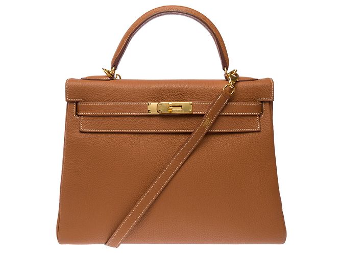 Hermès Borsa HERMES Kelly 32 in Pelle Dorata - 103188 D'oro - vista 2