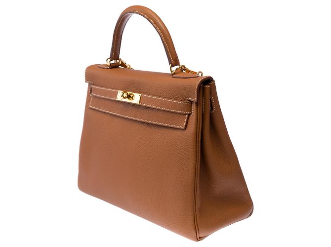 Hermès Borsa HERMES Kelly 32 in Pelle Dorata - 103188 D'oro - vista 4