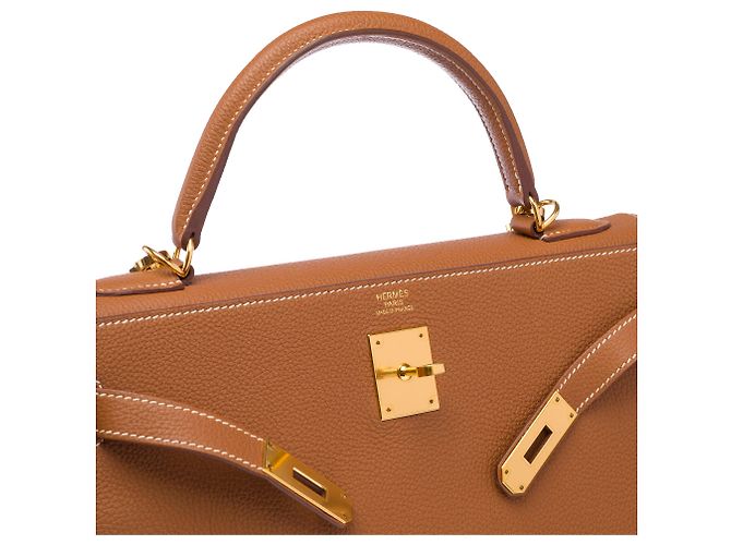 Hermès Borsa HERMES Kelly 32 in Pelle Dorata - 103188 D'oro - vista 6