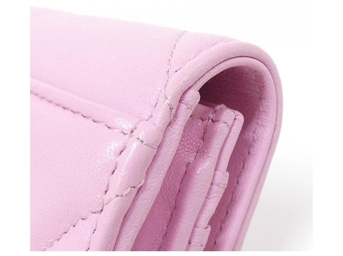 Billetera bi-fold de cuero de cordero rosa Chanel 19 Line - vista 3