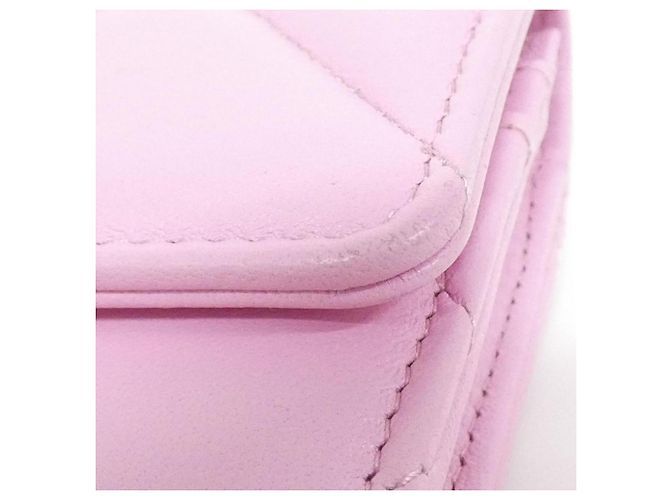 Billetera bi-fold de cuero de cordero rosa Chanel 19 Line - vista 6
