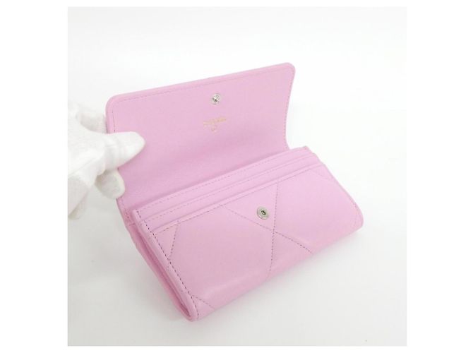 Billetera bi-fold de cuero de cordero rosa Chanel 19 Line - vista 7