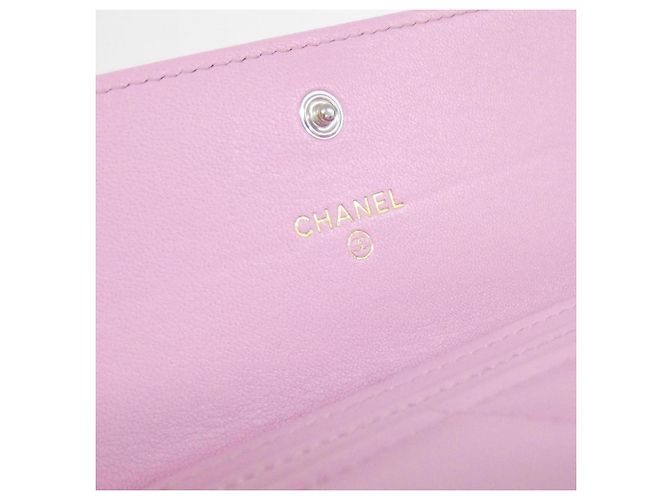 Billetera bi-fold de cuero de cordero rosa Chanel 19 Line - vista 8