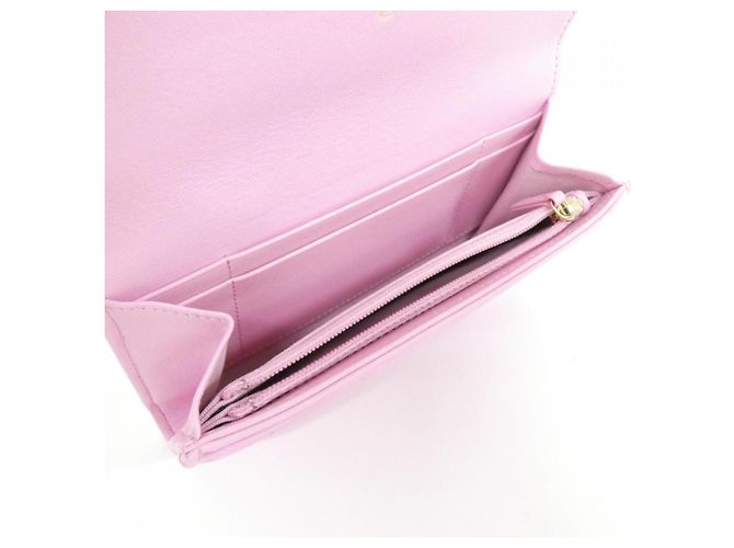 Billetera bi-fold de cuero de cordero rosa Chanel 19 Line - vista 9
