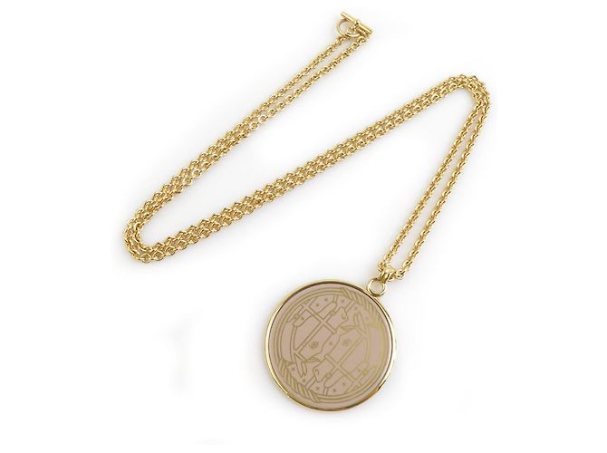Pendente Collana Medaille Cadrege GM Hermès D'oro - vista 2
