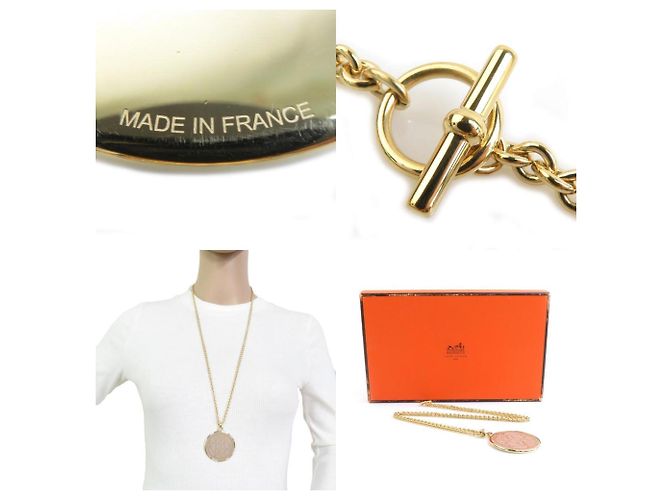 Pendente Collana Medaille Cadrege GM Hermès D'oro - vista 5