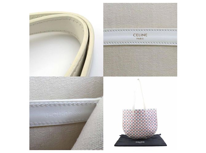 Céline Celine Macadam PVC-beschichtete Canvas-Schultertasche Weiß Rot Blau - Ansicht 5