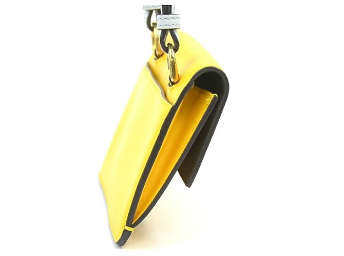 FENDI Flache Baguette Schultertasche Grau Gelb - Ansicht 2
