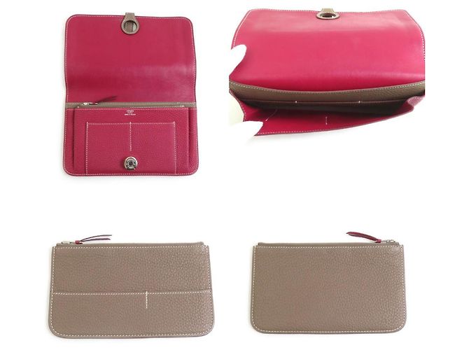 Hermès Cartera Larga Dogon GM Togo Hermes Gris pardo - vista 3