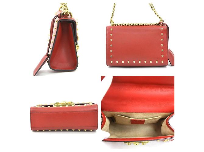 Borsa a spalla in pelle rossa Gucci Rosso - vista 2