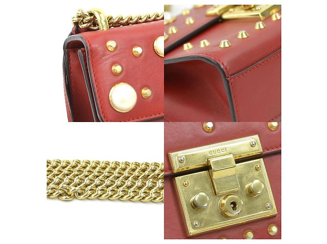 Borsa a spalla in pelle rossa Gucci Rosso - vista 3