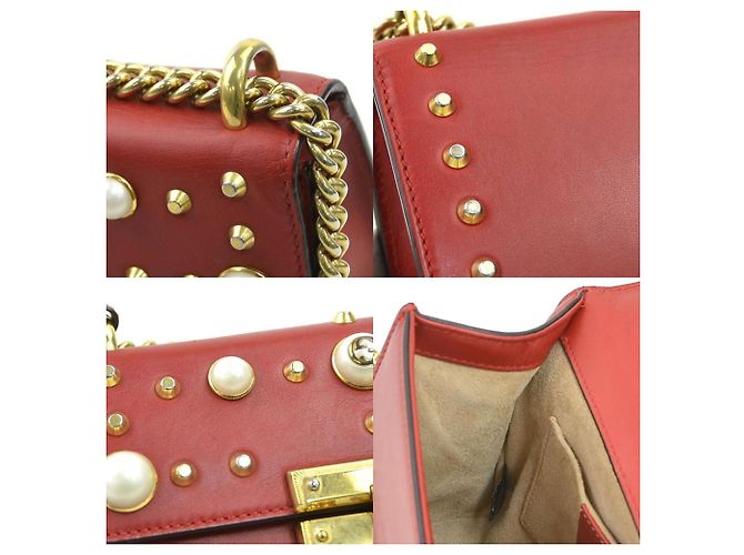 Borsa a spalla in pelle rossa Gucci Rosso - vista 4