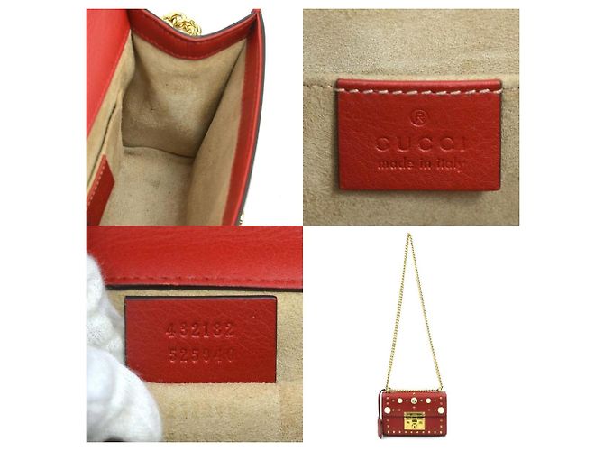 Borsa a spalla in pelle rossa Gucci Rosso - vista 5