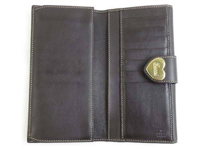 Cartera larga bi-fold de lona GG marrón y cuero Gucci Castaño - vista 3