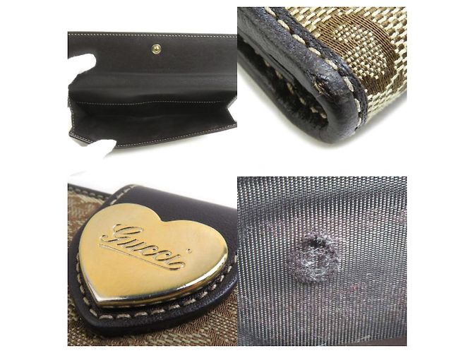 Cartera larga bi-fold de lona GG marrón y cuero Gucci Castaño - vista 4