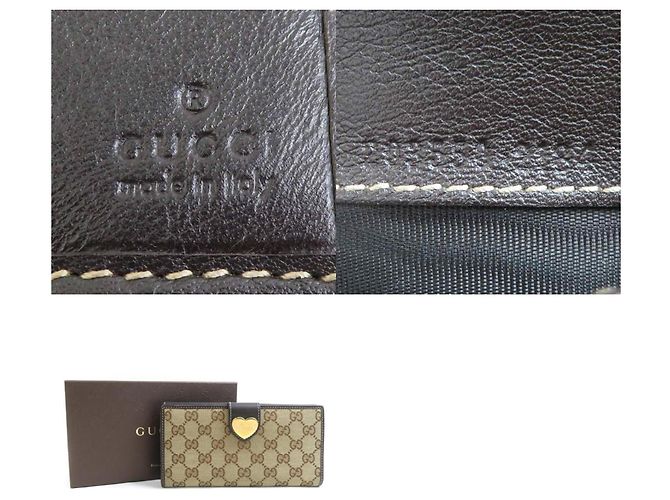 Cartera larga bi-fold de lona GG marrón y cuero Gucci Castaño - vista 5