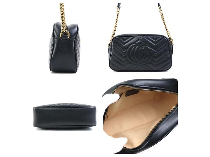 Borsa a Spalla in Pelle GG Marmont di Gucci Nero - vista 2
