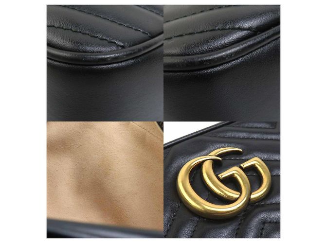 Borsa a Spalla in Pelle GG Marmont di Gucci Nero - vista 3