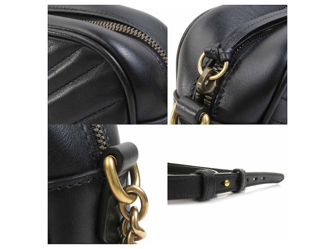 Borsa a Spalla in Pelle GG Marmont di Gucci Nero - vista 4
