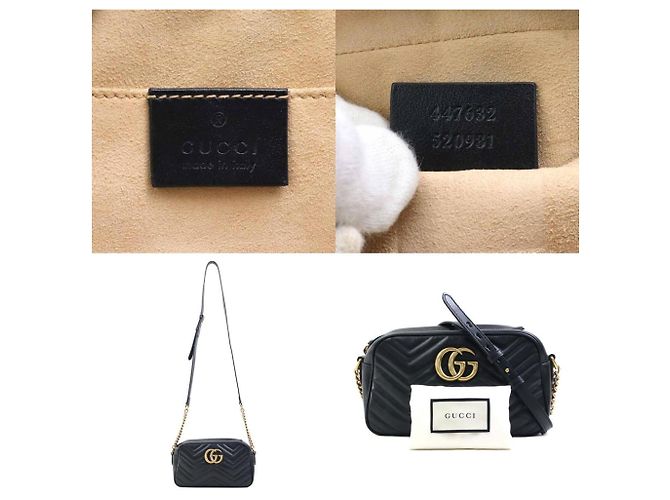 Borsa a Spalla in Pelle GG Marmont di Gucci Nero - vista 5