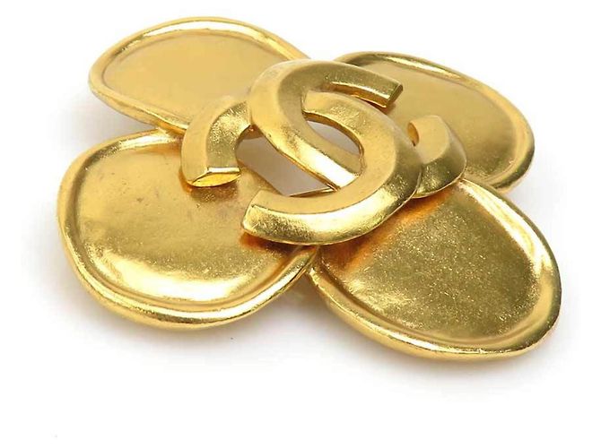 Spilla in metallo dorato Chanel Coco Mark D'oro - vista 2