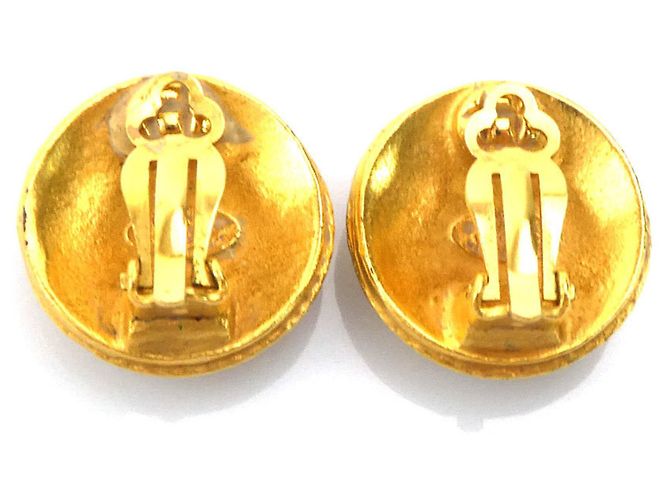Orecchini a clip in metallo dorato Chanel Coco Mark D'oro - vista 3