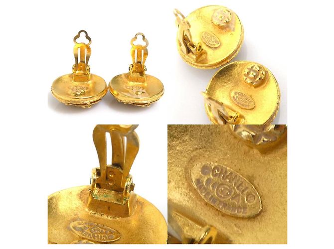 Orecchini a clip in metallo dorato Chanel Coco Mark D'oro - vista 5