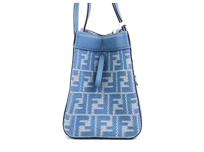 Borsa a Spalla in Tela/Pelle Zucca Origami di Fendi Blu - vista 2