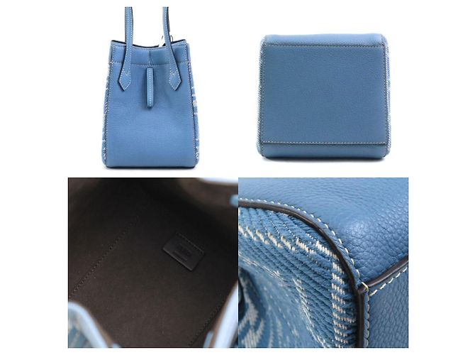 Borsa a Spalla in Tela/Pelle Zucca Origami di Fendi Blu - vista 3