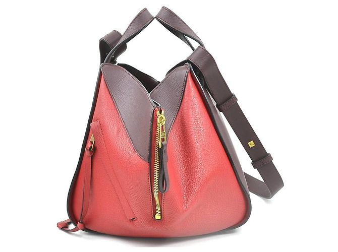 Borsa a Spalla Piccola in Pelle Hammock di Loewe Rosso Bordò - vista 2