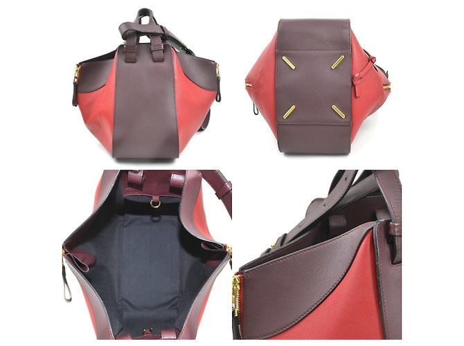 Borsa a Spalla Piccola in Pelle Hammock di Loewe Rosso Bordò - vista 3