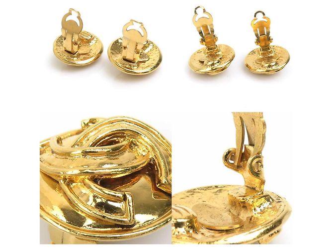 Orecchini a clip in metallo dorato Chanel Coco Mark D'oro - vista 4